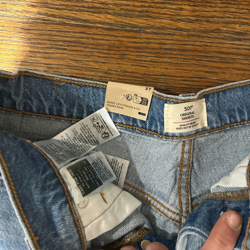 Levi's Women's Distressed Blue Jean Shorts - Picture 5 of 9